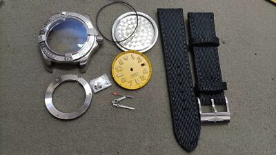 DIY SET for 2824 44MM Watch case + dial + hands + Leather watch strap