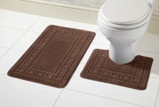Image of DIEM Bath Mat Pedestal MAT 2 PIECE Water Absorbent Non Slip Toilet Bathroom Rugs