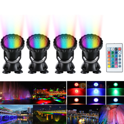1/4 Colored Pond Lights, RGB Fountain Lights IP68 Waterproof Submersible Outdoor