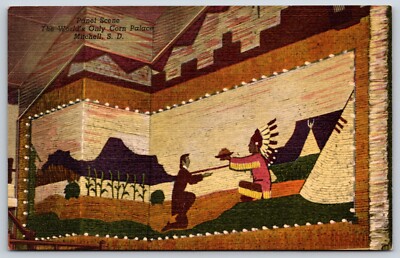 Postcard Panel Scene The World's Only Corn Palace Mitchell South Dakota Unposted
