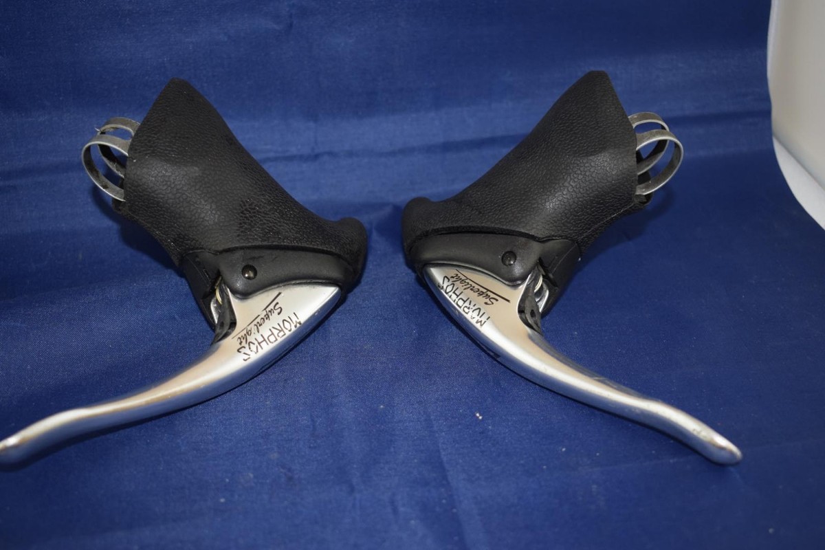 Jeu De Levier Frein/Shiftier Modolo Morhos 3x8 Vitesses - Compatible Campagnolo Et Shimano - Occasion Très Bon État - Argent
