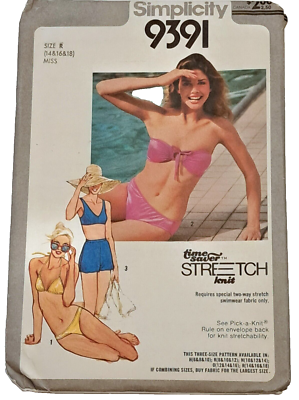 UNCUT Simplicity 9391 Misses Two-piece Bathing Suit Bikini Swimsuit 14,  16, 18