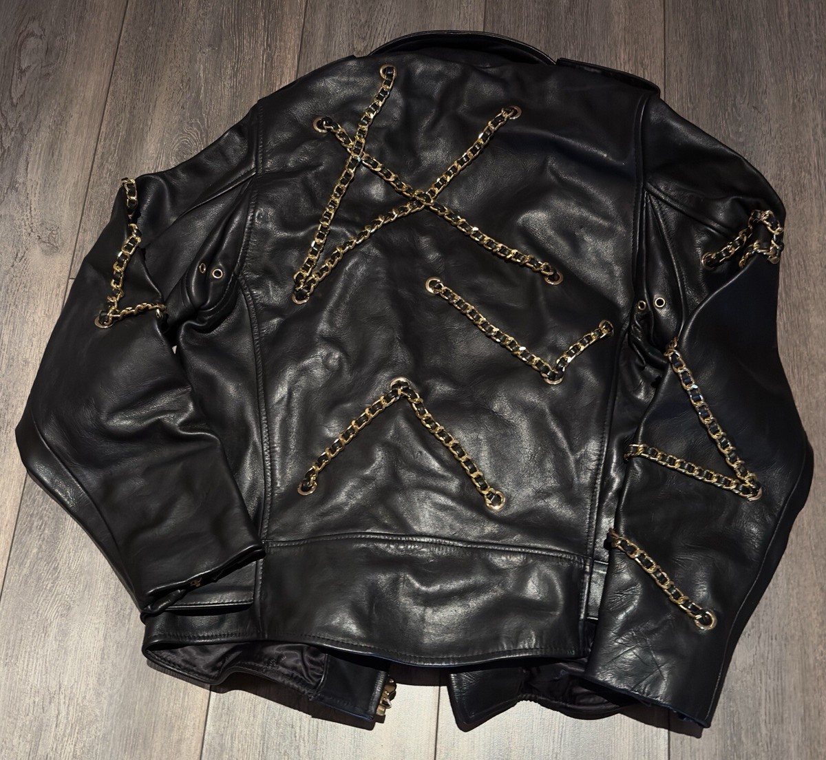 Brand New H&M Moschino Black Leather Chain Jacket Size M | eBay