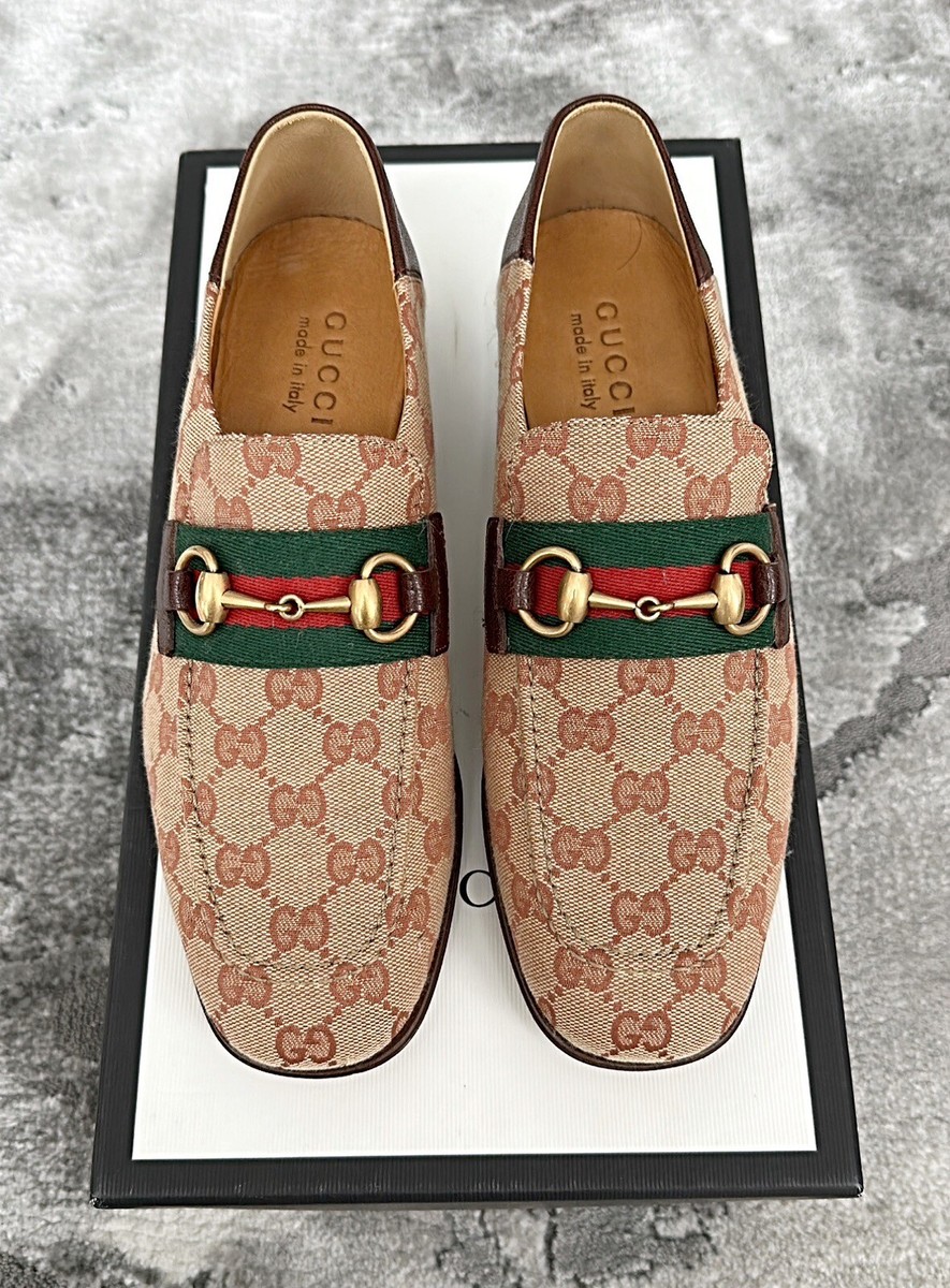 Authentic Gucci GG Supreme Canvas Horsebit Mens Loafer US6.5 EU40
