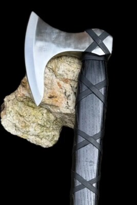 Ragnar Axe Camping axe - leather grip  Black Coated Forest Axe . Best Gift