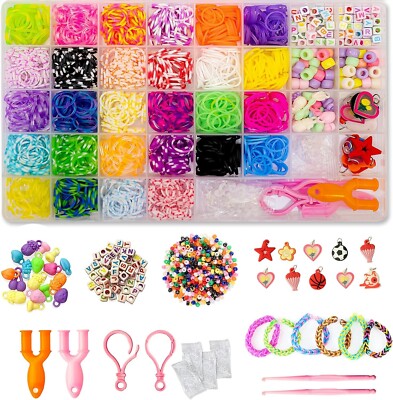 2500+ Rubber Bands for Bracelets 28 Colors Bracelet Making Kit Rubber Band Loom 