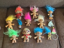 Vintage Ace Russ Novelty Treasure Troll Dolls Jewel Belly Lot Of 11