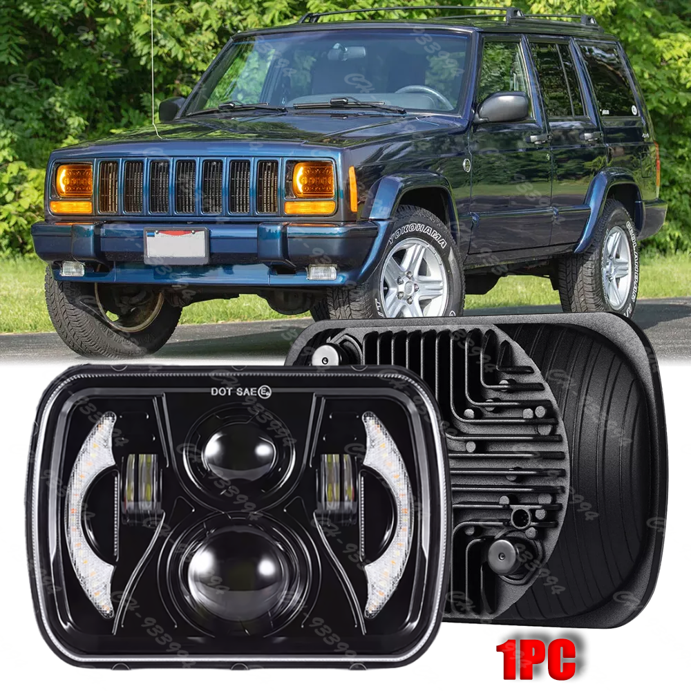 For Jeep Cherokee XJ 1984-2001 Newest 5x7" 7x6 LED Headlight With DRL Hi/Lo Beam