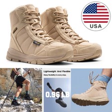 Men's Lightweight Military Tactical Work Boots Outdoor Combat Boots Black/Sand
