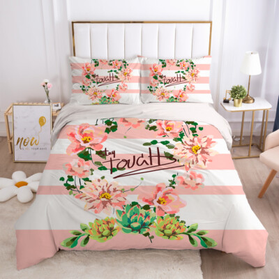 3D Pink Flower ZHUA046 Bed Pillowcases Quilt Duvet Cover Set Queen King Zoe