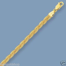 Diamond Cut Braided Fox Link Anklet Ankle Bracelet Real 14K Yellow Gold