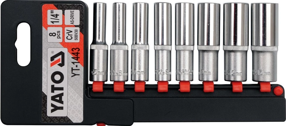 8 Pz. Set Chiavi Set 1/4 Pollici 5,5 - 13mm Adattatore Dadi Esagonali Lungo Tief - Immagine 2 di 4