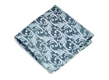 Umberto Algodon Napoli Men's Stone Gray Pearl Scroll Woven Pocket Square