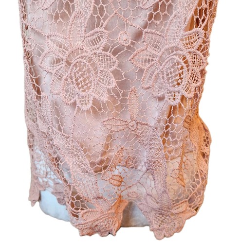 Sans Souci Pink Floral Sleeveless Split Back Blouse Juniors XL Lace Overlay Top - Picture 6 of 18