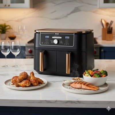 B WARE-Retour Ninja Foodi MAX Dual Zone Heißluftfritteuse [AF400EUCP] 9,5 L