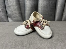 VTG White Leather Saddle Baby Trainers Walker Shoes Laces No Size