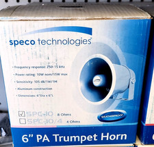 Speco Technologies SPC10 is a 6-inch weatherproof aluminum PA trumpet horn