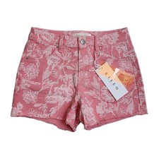 139.00 RISEN Denim Floral Printed Shorts 3.5" High-Rise Stretchy Size S