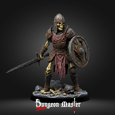 Skeleton Warrio Miniatur DnD 3D Resin Druck Tabletop Fantasy Figur Unbemalt 32mm