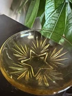 Vintage Federal Glass Berry bowl star pattern amber footed 4.5” diameter