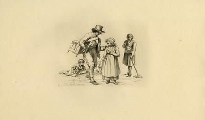 Antiker Druck - Eine Studie eines Orgelschleifers und anderer Personen - Marcus - 1809