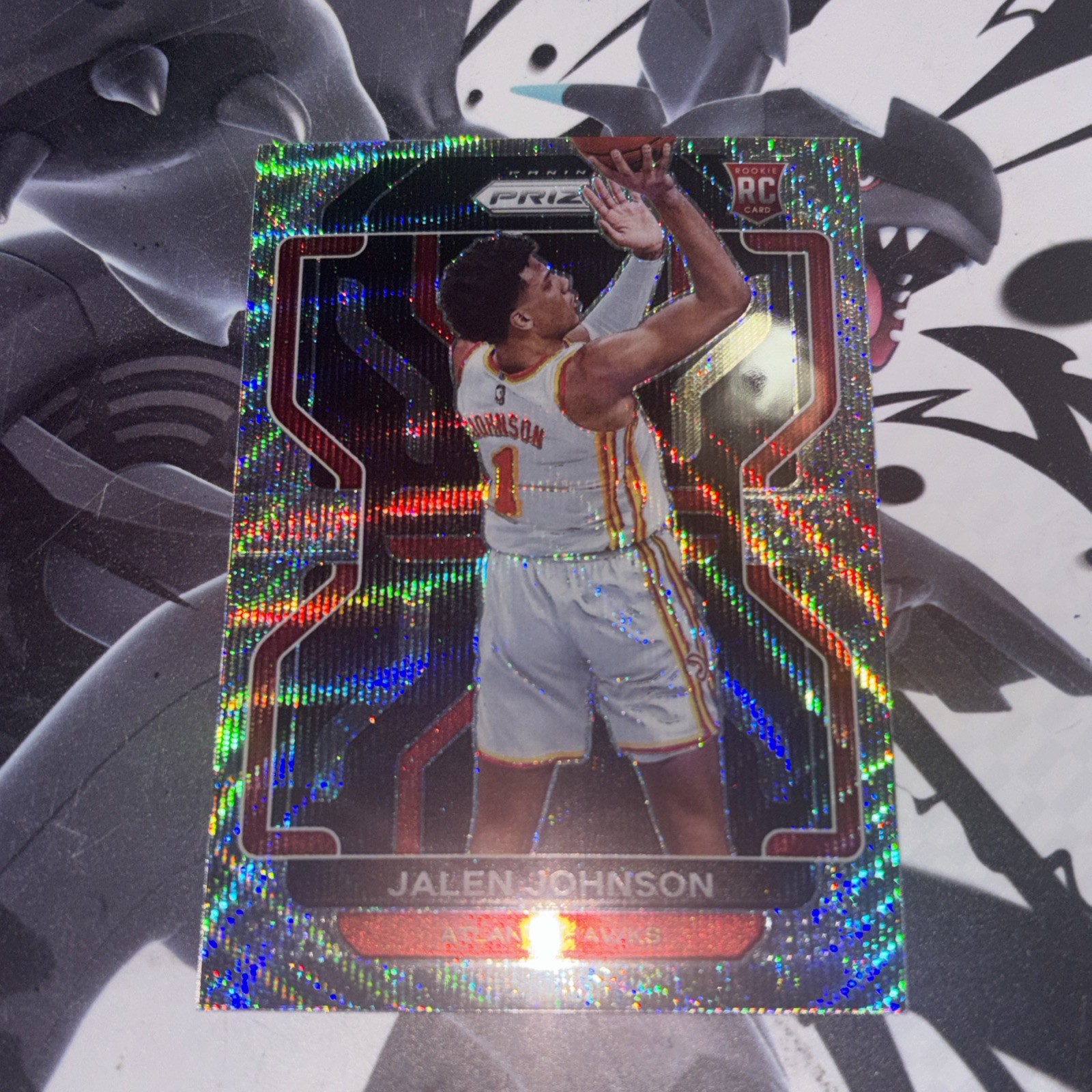 2021-22 Panini Prizm Jalen Johnson Hyper Silver Prizm Rookie RC #305 Hawks