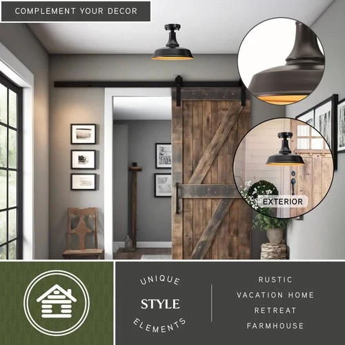 Vaxcel Lighting T0570 Dorado 1 Light 12"W Semi-Flush Dome Ceiling - Dark Bronze - Picture 10 of 10