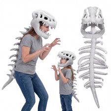 Dinosaur Skeleton Costume 3D Spinosaurus Skull Mask Plush Spine Dress-Up Play