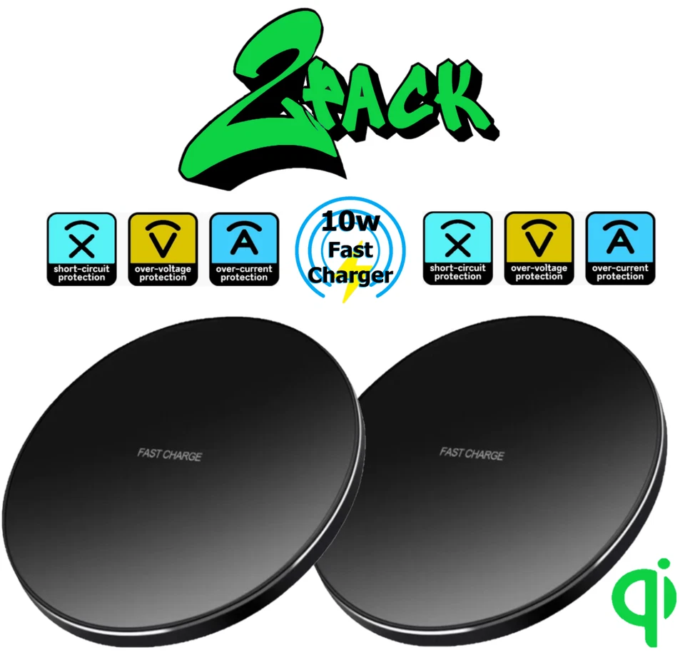 2 Pack Wireless Fast Charger Stand Dock Cradle for Apple iPhone Samsung Galaxy - image 3 of 4