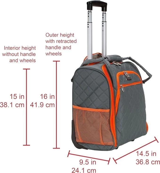 EQUIPAJE DE MANO ROCKLAND MELROSE VERTICAL CON RUEDAS DEBAJO DEL ASIENTO CARBÓN 16 PULGADAS Foto 3 de 4