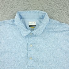 Greg Norman Polo Shirt Mens XL Blue PlayDry All Over Print Golf Performance