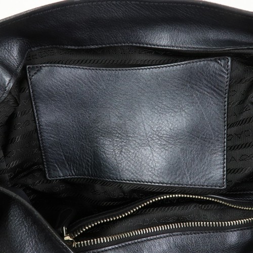 PRADA Logo Leather Shoulder Bag Hand Bag Black BR3901 Authentic Used F/S - Picture 21 of 24