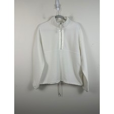 Varley Ottoman Ribbed Quarter Zip Pullover Womens Small White Excellent Toggle