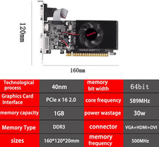 Graphics Card,Gpu Support VGA, HDMI, Dvi,Dual Monitor Output Video Card for Gami 2