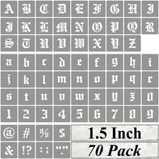 1.5 Inch Alphabet Letter Stencils for Painting - 70 Pack Old Inch, White