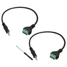3.5mm Stereo Audio Male Jack to AV 3 Pin Screw Terminal, Pack of 2