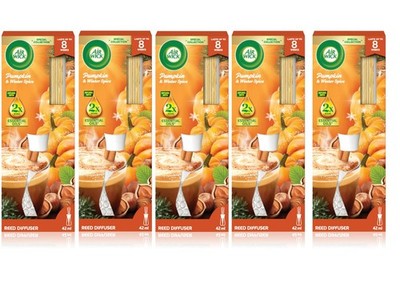 Air Wick Reed Diffuser Ätherische Öle Lufterfrischer Pumpkin Spice 42ml 5er Pack