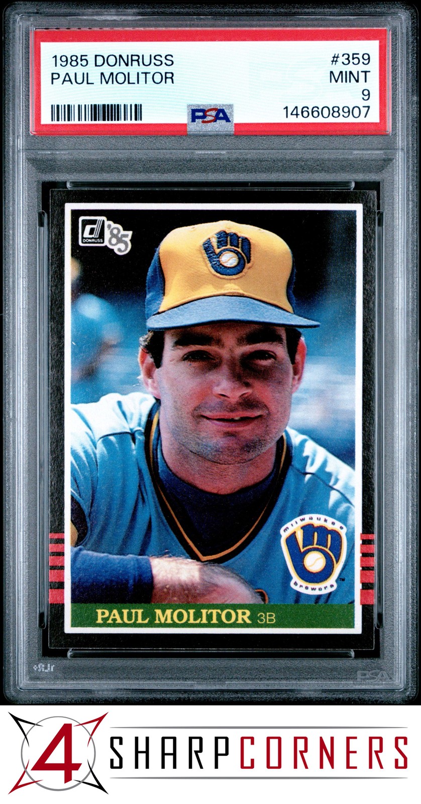 1985 DONRUSS #359 PAUL MOLITOR BREWERS HOF PSA 9