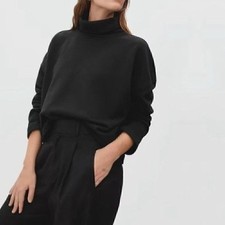 NWT Everlane Turtleneck Sweatshirt Black Pullover XS Clean Girl Minimalist