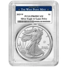 2025-W $1 1-oz Proof American Silver Eagle Laser Beam Privy PCGS PR69DCAM West