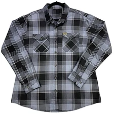 Dixxon Flannel Co. Women’s Long Sleeve Plaid Shirt Gray Black Button Up – Size L