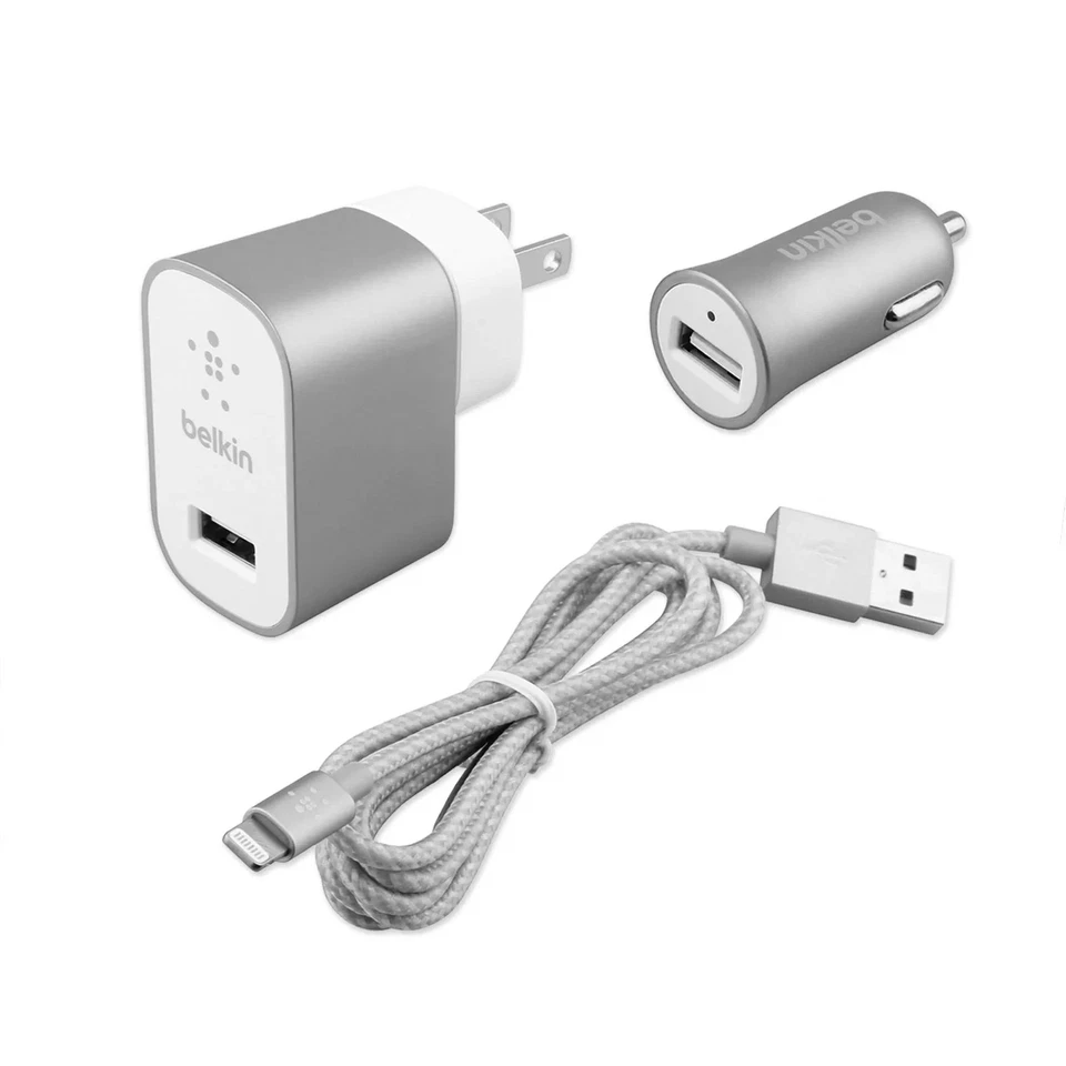 Kit Cargador Coche y Hogar Belkin Mixit 12W iPhone y iPad - Gris Foto 4 de 4