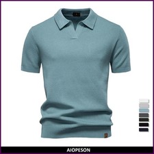 Men's Summer Breathable Polo Shirt Short Sleeve Solid Color Casual Polo