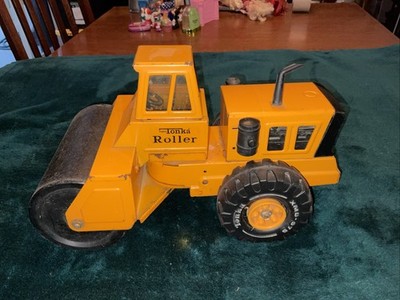 VINTAGE 1970s Tonka Mighty Road Roller Orange All Original Great Shape