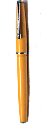 ''PLATIGNUM*SILVERLINE/Made in England '' Yellow/Chrome Trim Fountain Pen