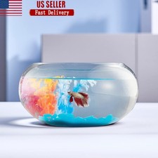 High White Glass Fish Bowl Clear View Durable Indoor Decor Aquarium Kit New