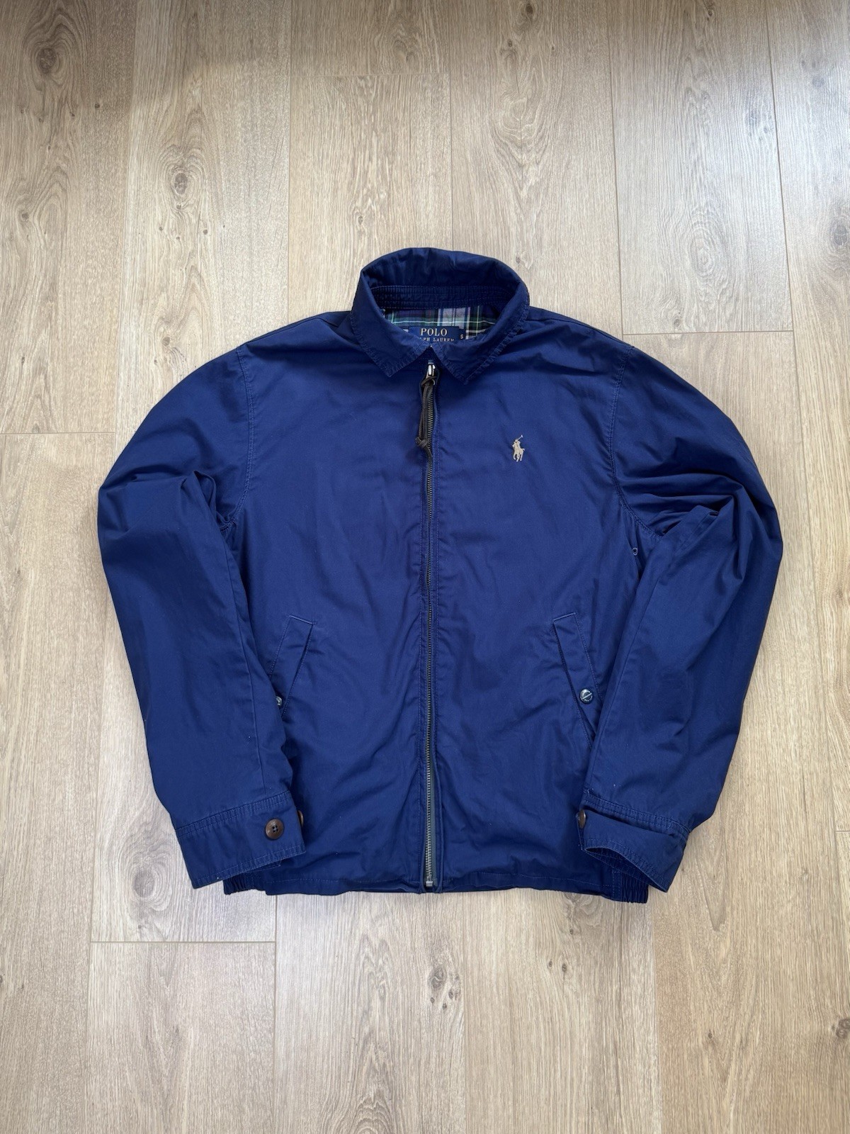Ralph Lauren Giacca Harrington Uomo Leggera Navy con Pony RL Bianco Small