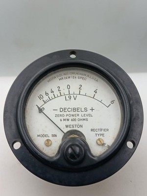 2 5/8'' Weston Model 506 1.9 V -Decibels+ Vintage Panel Meter M114