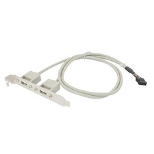 USB-A Dual External Port to Motherboard Port 24in 2x5 Pin Bracket Header Cable