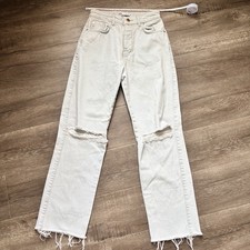 Zara Basic Size 2 Z1975 Denim Skinny Jeans Light Blue Washed Chewed Hem- Teen